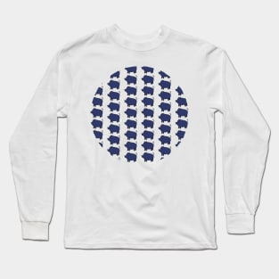 Blue Pig Pattern Long Sleeve T-Shirt